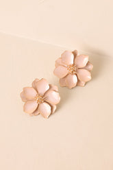 Going With The Wind Beige Flower Statement Earrings