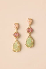 Make My Own Rules Green Multi Stone Sculptural Drop Earrings