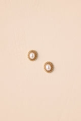 Lovely As Ever Ivory Pearl Gold Oval Halo Earrings