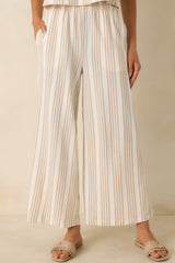 Z Supply Scout Ivory & Tan Cotton Knit Stripe Pants