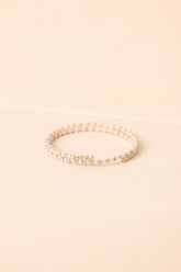 Let's Be Clear Ivory Pearl Rhinestone Wrap Bracelet