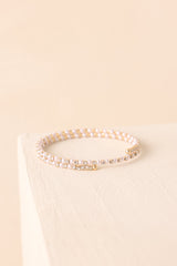 Let's Be Clear Ivory Pearl Rhinestone Wrap Bracelet