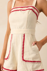 Sunshine & Sips Oatmeal Embroidered Romper
