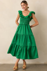 Patio Sunsets Cotton Green Maxi Dress