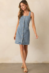Urban Dreams Light Wash Button Front Denim Mini Dress