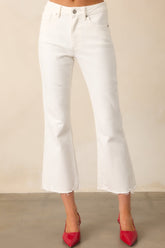 Terrific Timing White Cropped Flare Jeans