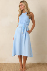 Paradisa Bonita Oceana Blue Cotton Sleeveless Midi Dress