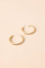 In a Good Place Gold Twisted Open Hoop Earrings