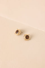 Tied It All Together Textured Brown Stone Stud Earrings