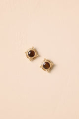 Tied It All Together Textured Brown Stone Stud Earrings