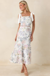 You Grow Girl Ivory Lace Floral Midi Dress