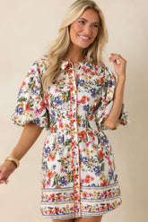 Like A Love Song Ivory Multi Floral Cotton Mini Dress