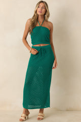 Z Supply Windswept Rainforest Green Crochet Cropped Top