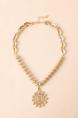 Under The Open Sky Worn Gold Beaded Pendant Necklace