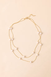 In My Favor Gold Layered Ivory Faux Pearl Necklace