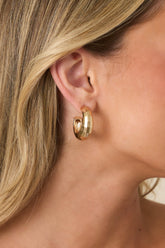 Just a Little Gossip Gold Faceted Hoop Earrings