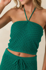 Z Supply Windswept Rainforest Green Crochet Cropped Top