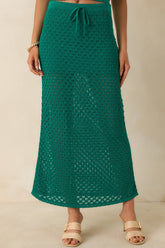 Z Supply Windswept Rainforest Green Crochet Maxi Skirt