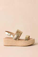 Warm Breeze Gold Espadrille Platform Sandals