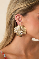 On A Beach Somewhere Gold Seashell Earrings