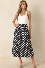 Lovely Little Thing Black Polka Dot Cotton Pleated Maxi Skirt