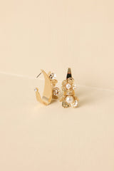 Golden Petals Gold & Pearl Sculpted Floral Hoop Earrings