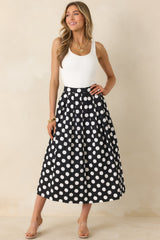 Lovely Little Thing Black Polka Dot Cotton Pleated Maxi Skirt
