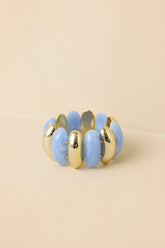 A Touch of Radiance Blue & Gold Beaded Statement Bracelet