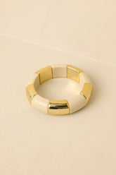In Good Light Ivory & Gold Beaded Statement Bracelet