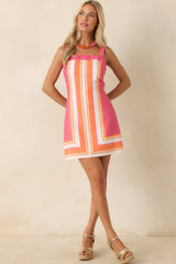 Sunset Spritz Pink & Orange Stripe Mini Dress