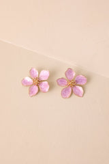Rooftop Garden Lavender Pearlescent Flower Earrings