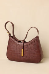 Worth The Risk Chocolate Brown Croc Embossed Faux Leather Handbag