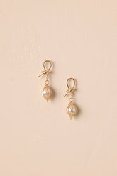 Fairy Garden Gold and Ivory Pearl Earrings