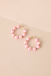 This Is My Moment Pink Pearlescent Bead Hoop Earrings