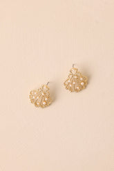 Waves Ahead Gold & Ivory Pearl Shell Earrings