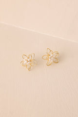 Honeybee's Delight Gold & Ivory Pearl Flower Earrings