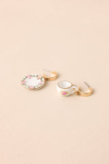 Time Well Spent Ivory Teacup Charm Earrings