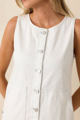 FRNCH Calypso Ivory & Sky Blue Stripe Cotton Mini Dress