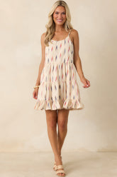 Painted Desert Ivory Multi Print Cotton Tiered Mini Dress