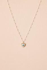 Feeling Connected Blue Floral Heart Faux Pearl Necklace