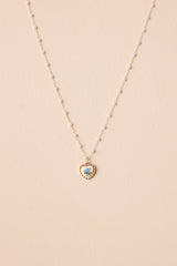 Feeling Connected Blue Floral Heart Faux Pearl Necklace