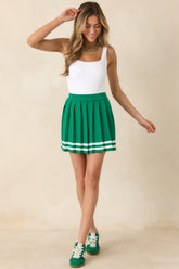 Ready For What's Next Green Pleated Mini Skirt