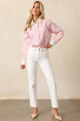 A Natural Leader Pink Stripe Cotton Oxford Button Up Top