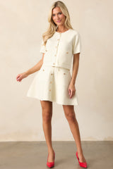 The Picture Of Perfection Ivory Short Sleeve Cardigan