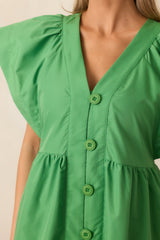 Living In A Small Town Green Button Front Midi Dress
