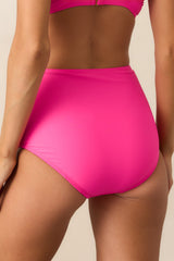 Sunny Skies Ahead Hot Pink High Rise Bikini Bottoms
