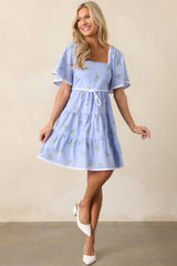 Dream Come True Periwinkle Floral Cotton Mini Dress