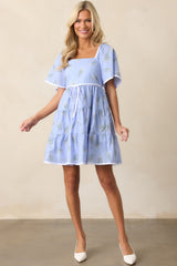Dream Come True Periwinkle Floral Cotton Mini Dress