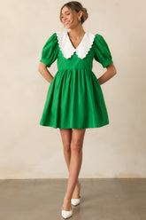 Weekend Brunch Green Collared Mini Dress