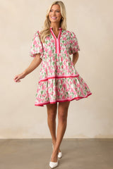 Lunch With The Girls Pink Floral Cotton Mini Dress